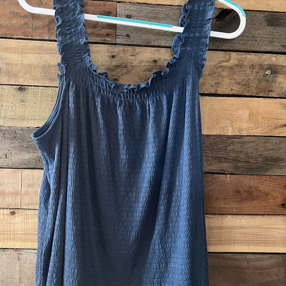 Ruffled Blue Sleeveless Top